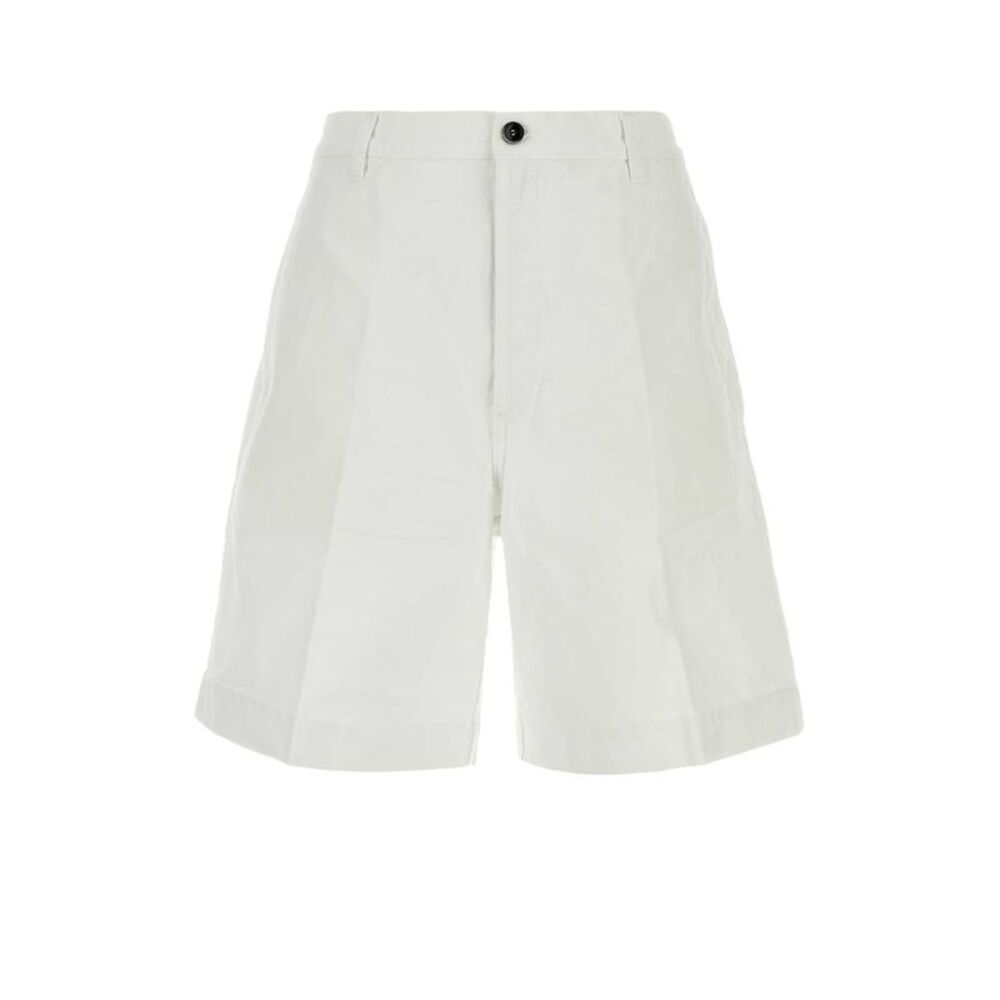 Nine In The Morning Men White Cotton Otto Bermuda Shorts